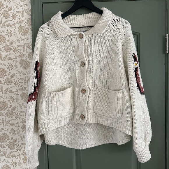 Anthropologie Pilcro Western Horse Sweater Button Cardigan Cream Women’s Small - Picture 6 of 6